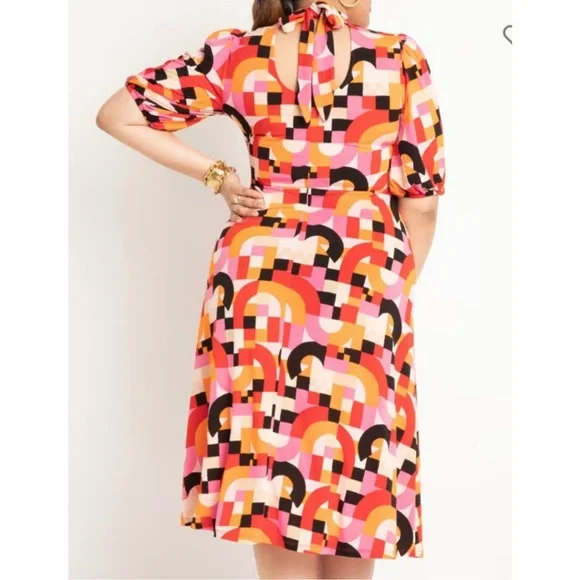 Eloquii Colorful Geometric Midi Dress - Picture 2 of 3